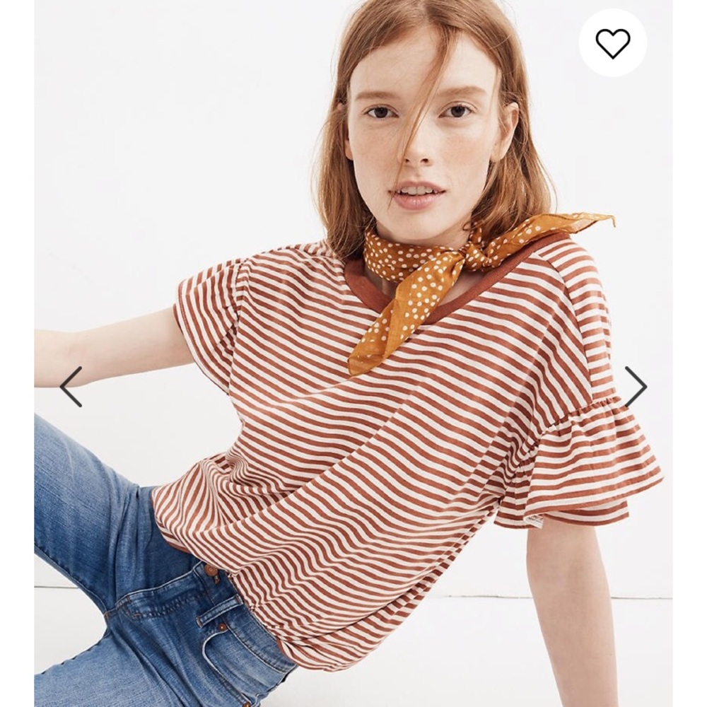 Madewell Ruffle Sleeve T Shirt Stripe